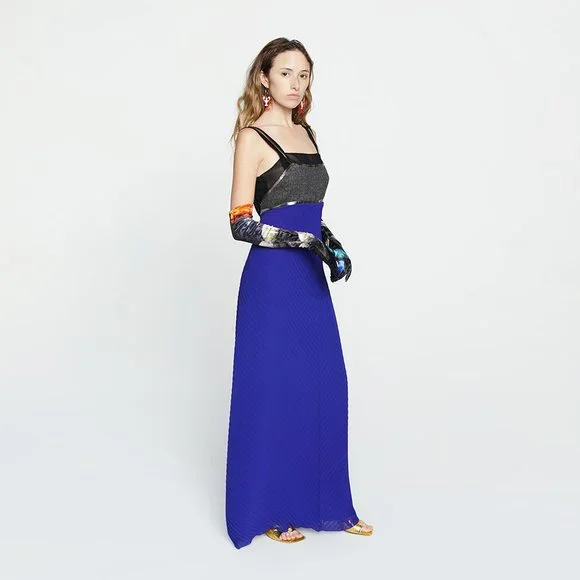 Philosophy di Alberta Feretti Tweed-Silk Maxi Slip Gown sz 2/4